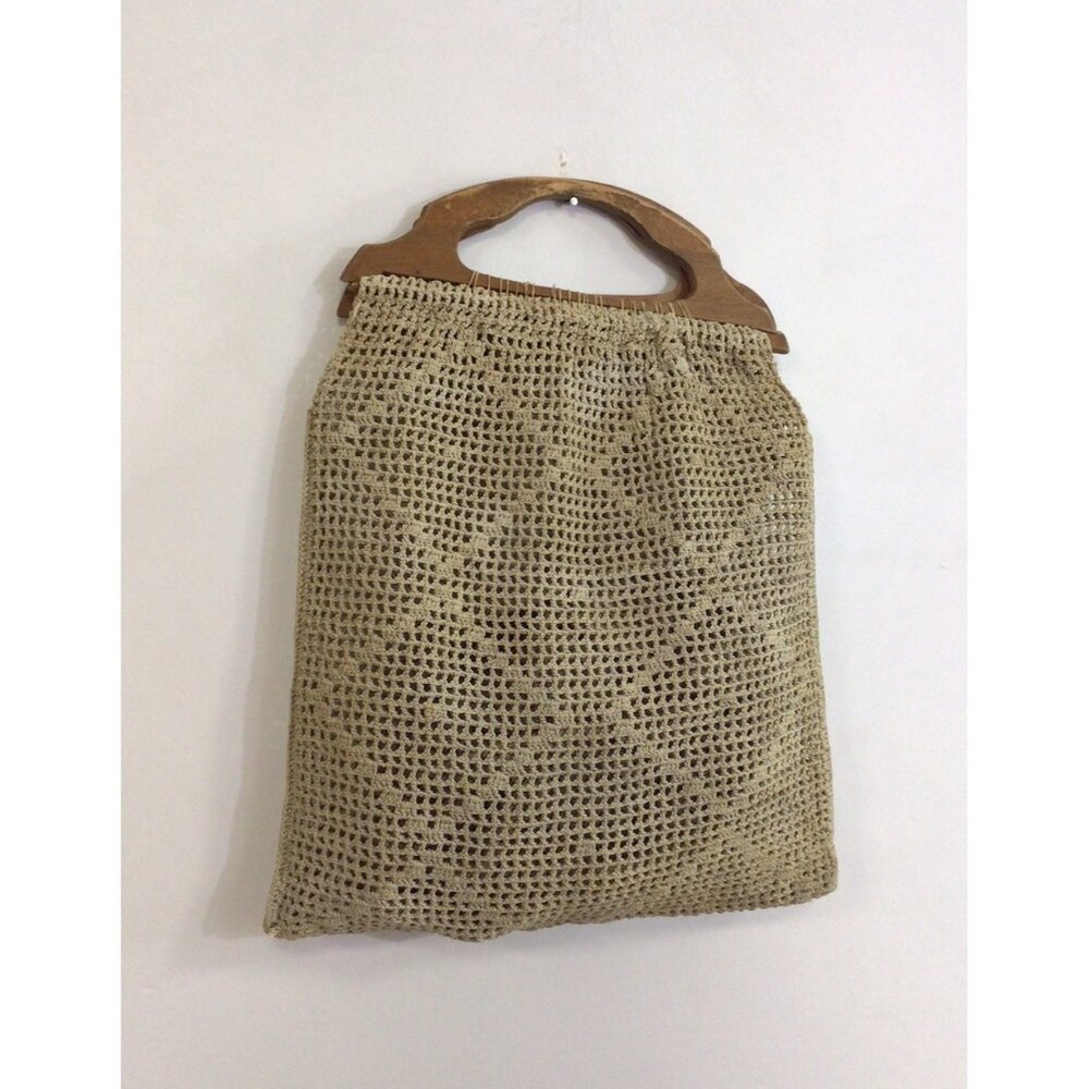 Vintage Handmade Crochet Bag Tote Cottagecore Grandma Boho